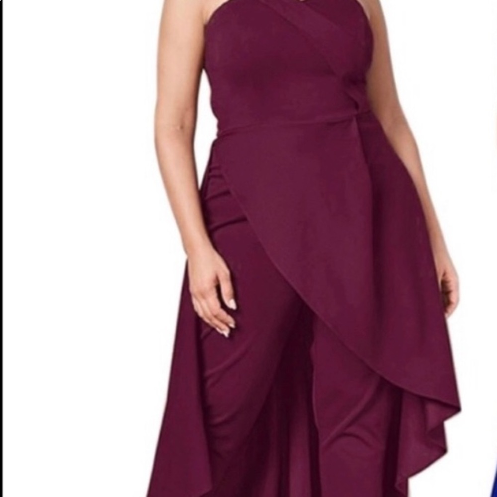 EUC: One Shoulder Stretch Jumpsuit with Skirt. M - Picture 5 of 5